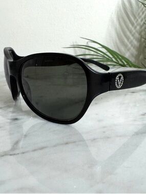Valentino Black Oversized Women's Sunglasses with Valentino Black Leather Case
